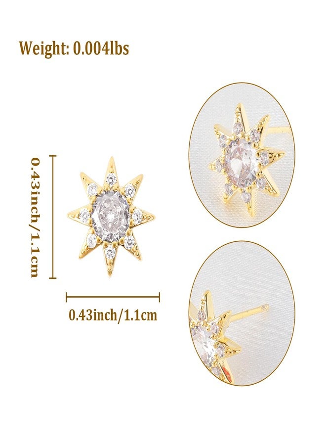 MOONWALTZ Sun Earrings for Women, 14K Gold Plated Dainty Small Cubic Zirconia Earrings, Cute Gold Sun Stud Earrings Gifts Trendy Jewelry for Women Teen - Image 2